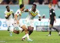 DOHA, QATAR - NOVEMBER 29: Ismaila Sarr of Senegal celebrates with Iliman Ndiaye after scoring their team’s first goal off a penalty during the FIFA World Cup Qatar 2022 Group A match between Ecuador and Senegal at Khalifa International Stadium on November 29, 2022 in Doha, Qatar. (Photo by Maddie Meyer - FIFA/FIFA via Getty Images)