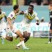 DOHA, QATAR - NOVEMBER 29: Ismaila Sarr of Senegal celebrates with Iliman Ndiaye after scoring their team’s first goal off a penalty during the FIFA World Cup Qatar 2022 Group A match between Ecuador and Senegal at Khalifa International Stadium on November 29, 2022 in Doha, Qatar. (Photo by Maddie Meyer - FIFA/FIFA via Getty Images)