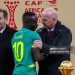 Senegal's forward #10 Sadio Mane speaks with FIFA President Gianni Infantino as Morocco's Prince Moulay Rachid looks on during presentation at the end of the Africa Cup of Nations (CAN) final football match between Senegal and Morocco at the Prince Moulay Abdellah Stadium in Rabat on January 18, 2026. (Photo by FRANCK FIFE / AFP via Getty Images)