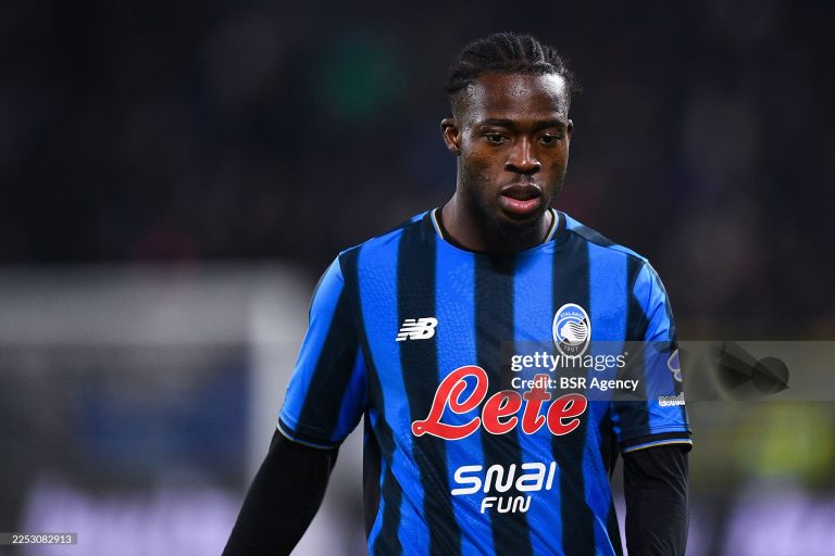 BERGAMO, ITALY - DECEMBER 28: Kamaldeen Sulemana of Atalanta BC looks on during the Serie A match between Atalanta BC and FC Internazionale at Gewiss Stadium on December 28, 2025 in Bergamo, Italy. (Photo by Alberto Gandolfo/BSR Agency/Getty Images)