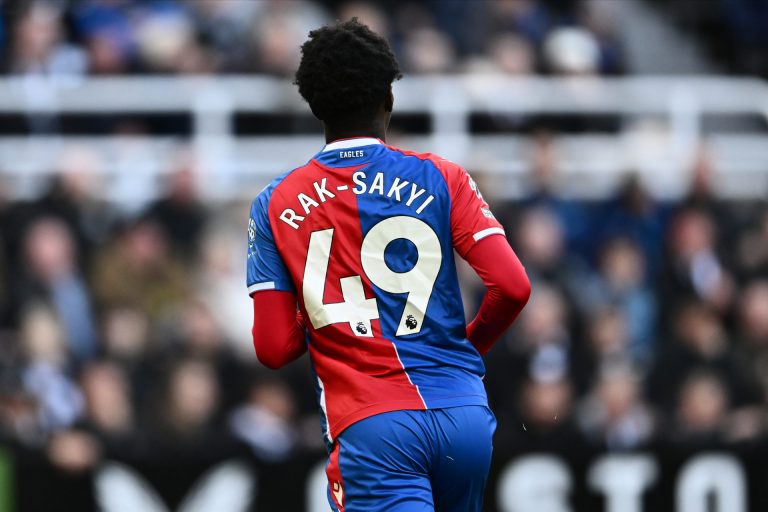NEWCASTLE UPON TYNE, ENGLAND - OCTOBER 21: Jesurun Rak-Sakyi of Crystal Palace during the Premier League match between Newcastle United and Crystal Palace at St. James Park on October 21, 2023 in Newcastle upon Tyne, United Kingdom.
(Photo by Sebastian Frej/MB Media/Getty Images)