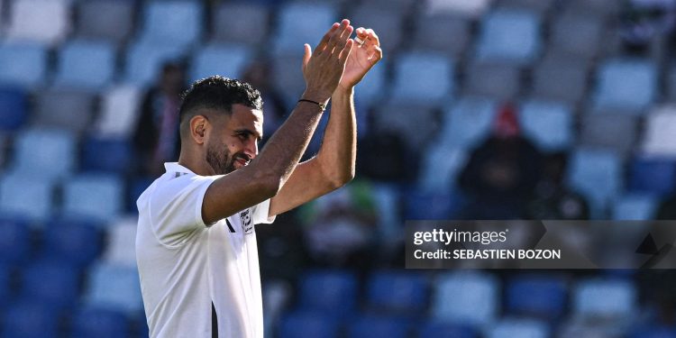 Algeria's forward #7 Riyad Mahrez arrives for the Africa Cup of Nations (CAN) quarter-final football match between Algeria and Nigeria at the Grand stadium in Marrakesh on January 10, 2026. (Photo by SEBASTIEN BOZON / AFP via Getty Images)
