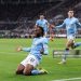 NEWCASTLE UPON TYNE, ENGLAND - JANUARY 13: Antoine Semenyo of Manchester City celebrates after scoring their side's first goal during the Carabao Cup Semi Final First Leg match between Newcastle United and Manchester City at St James' Park on January 13, 2026 in Newcastle upon Tyne, England. (Photo by Alex Livesey - Danehouse/Getty Images)