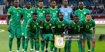 TANGIER, MOROCCO - DECEMBER 30:  Senegal players pose for a team photograph prior to the Africa Cup Of Nations Group D match between Benin and Senegal at the Grand Stade de Tanger on December 30, 2025 in Tangier, Morocco. (Photo by Visionhaus/Getty Images)