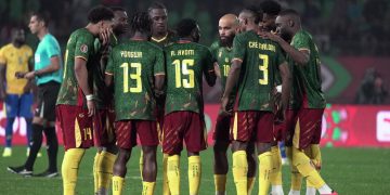 Cameroon team during the Africa Cup of Nations (CAN) Group F football match between Cameroon and Gabon at Adrar Stadium in Agadir, Morocco on December 24, 2025. Photo by Philip Poupin/ABACAPRESS.COM