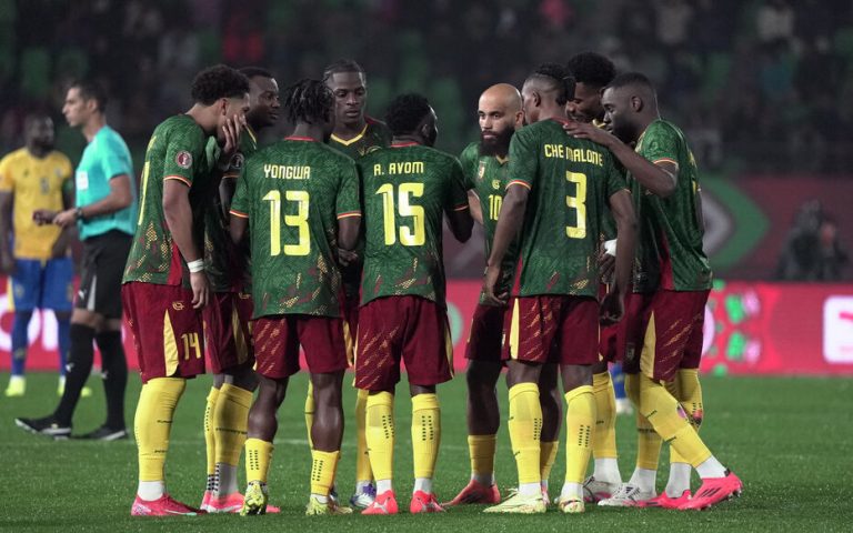 Cameroon team during the Africa Cup of Nations (CAN) Group F football match between Cameroon and Gabon at Adrar Stadium in Agadir, Morocco on December 24, 2025. Photo by Philip Poupin/ABACAPRESS.COM