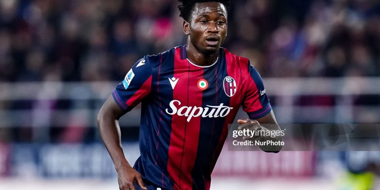 Ibrahim Sulemana of Bologna FC looks on during the serie Serie A Enilive match between Bologna FC 1909  and Juventus FC at Stadio Renato Dall'Ara on December 14, 2025 in Bologna, Italy  (Photo by Giuseppe Maffia/NurPhoto via Getty Images)