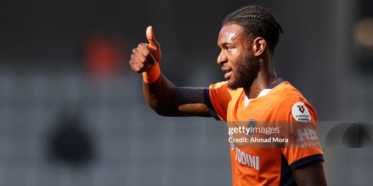 ISTANBUL, TURKEY - JANUARY 18: Jerome Opoku of Basaksehir gestures during the Turkish Super League match between Istanbul Basaksehir and Rizespor at Basaksehir Fatih Terim Stadium on January 18, 2025 in Istanbul, Turkey. (Photo by Ahmad Mora/Getty Images)