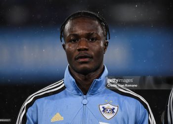 NAPLES, ITALY - NOVEMBER 25: Emmanuel Addai of Qarabağ FK before the UEFA Champions League 2025/26 League Phase MD5 match between SSC Napoli and Qarabag FK at Stadio Diego Armando Maradona on November 25, 2025 in Naples, Italy. (Photo by Ivan Romano/Getty Images)