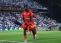 RIYADH, SAUDI ARABIA - SEPTEMBER 13: Christopher Bonsu Baah of Team Al-Qadsiah FC celebrates scoring their first goal during the Saudi Pro League match between Al Hilal and Al Qadsiah at Kingdom Arena on September 13, 2025 in Riyadh, Saudi Arabia. (Photo by Abdullah Ahmed/Getty Images)