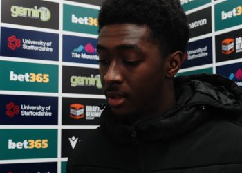 Jerusan Rak-Sakyi reacts after Stoke City's against Oxford United