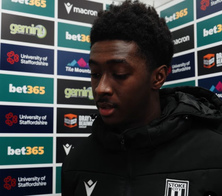 Jerusan Rak-Sakyi reacts after Stoke City's against Oxford United