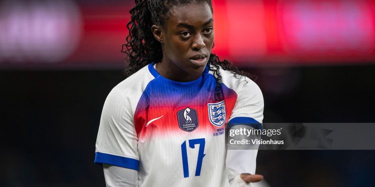 MANCHESTER, ENGLAND - OCTOBER 25: Michelle Agyemang of England during the Women's international friendly between England and Brazil at City of Manchester Stadium on October 25, 2025 in Manchester, England. (Photo by Visionhaus/Getty Images)
