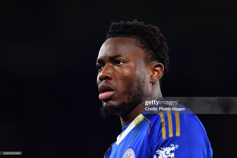 LEICESTER, ENGLAND - MARCH 10: Abdul Fatawu of Leicester City looks on during the Sky Bet Championship match between Leicester City and Bristol City at King Power Stadium on March 10, 2026 in Leicester, United Kingdom. (Photo by Plumb Images/Leicester City FC via Getty Images)