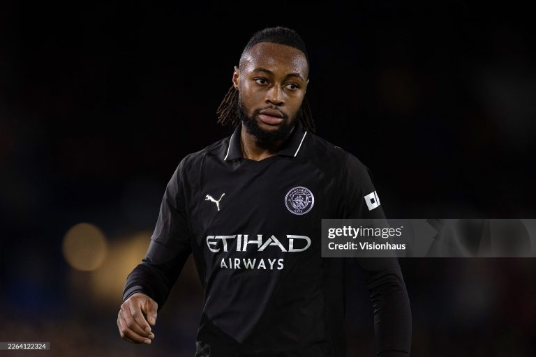 LEEDS, ENGLAND - FEBRUARY 28: Antoine Semenyo of Manchester City looks on during the Premier League match between Leeds United and Manchester City at Elland Road on February 28, 2026 in Leeds, England. (Photo by Joe Prior/Visionhaus/Getty Images)