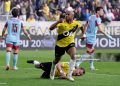 BREDA, NETHERLANDS - MARCH 8: Andre Ayew of NAC Breda celebrates 3-2 during the Dutch Eredivisie  match between NAC Breda v Feyenoord at the Rat Verlegh Stadium on March 8, 2026 in Breda Netherlands (Photo by Pim Waslander/Soccrates/Getty Images)