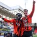 DUNDEE, SCOTLAND - MARCH 22: Dundee United's Emmanuel Agyei and Krisztian Keresztes celebrate at full time during a William Hill Premiership match between Dundee United and Celtic at the CalForth Construction Arena at Tannadice, on March 22, 2026, in Dundee, Scotland. (Photo by Craig Williamson/SNS Group via Getty Images)