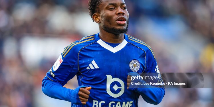 Leicester City's Abdul Fatawu during the Sky Bet Championship match at the King Power Stadium, Leicester. Picture date: Saturday March 14, 2026. (Photo by Lee Keuneke/PA Images via Getty Images)