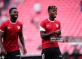 Iñaki Williams right winger of Athletic Club and Ghana and Nico Williams left winger of Athletic Club and Spain during the warm-up before the LaLiga EA Sports match between Athletic Club and Rayo Vallecano de Madrid at Estadio de San Mames on August 25, 2025 in Bilbao, Spain. (Photo by Jose Breton/Pics Action/NurPhoto via Getty Images)