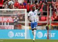 HARRISON, NEW JERSEY - MARCH 08: Prince Osei Owusu #9 of the CF Montréal reacts after scoring a goal during the first half at Sports Illustrated Stadium on March 08, 2026 in Harrison, New Jersey. (Photo by Adam Hunger/Getty Images)