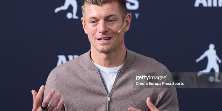 BOADILLA DEL MONTE, SPAIN - DECEMBER 02: Toni Kroos during the presentation of a sponsorship between the Toni Kroos Academy and Allianz at Club las Encinas de Boadilla on December 02, 2025 in Boadilla del Monte, Madrid, Spain. (Photo By Oscar J. Barroso/Europa Press via Getty Images)