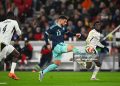 30 March 2026, Baden-Württemberg, Stuttgart: Soccer, Men, International match, Germany - Ghana, MHP Arena. Deniz Undav (M, Germany) gets the ball against Caleb Yirenkyi (r, Ghana) and Jonas Adjetey (Ghana). Photo: Tom Weller/dpa - IMPORTANT NOTE: In accordance with the regulations of the DFL German Football League and the DFB German Football Association, it is prohibited to utilize or have utilized photographs taken in the stadium and/or of the match in the form of sequential images and/or video-like photo series. (Photo by Tom Weller/picture alliance via Getty Images)