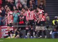 BILBAO, SPAIN - MARCH 22: Daniel Vivian of Athletic Club (R) celebrates scoring his team's first goal with teammates Inaki Williams and Inigo Lekue during the LaLiga EA Sports match between Athletic Club and Real Betis Balompie at Estadio de San Mames on March 22, 2026 in Bilbao, Spain. (Photo by Juan Manuel Serrano Arce/Getty Images)