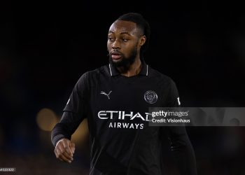 LEEDS, ENGLAND - FEBRUARY 28: Antoine Semenyo of Manchester City looks on during the Premier League match between Leeds United and Manchester City at Elland Road on February 28, 2026 in Leeds, England. (Photo by Joe Prior/Visionhaus/Getty Images)