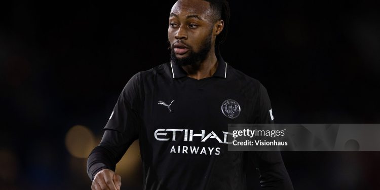 LEEDS, ENGLAND - FEBRUARY 28: Antoine Semenyo of Manchester City looks on during the Premier League match between Leeds United and Manchester City at Elland Road on February 28, 2026 in Leeds, England. (Photo by Joe Prior/Visionhaus/Getty Images)