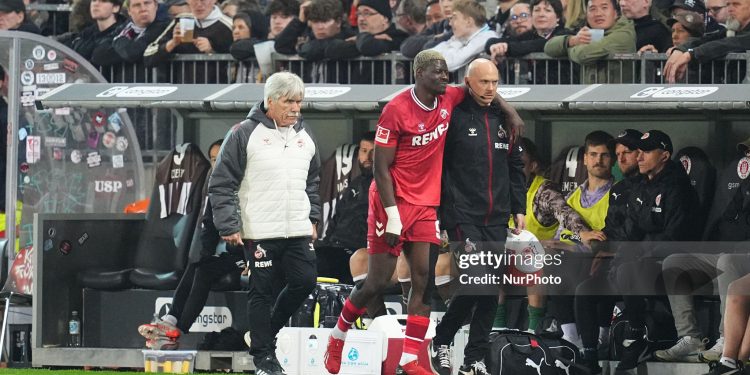 Ragnar Ache (FC K0ln)  gestures during Matchday 30 1.Bundesliga: St. Pauli and Cologne at Millerntor-Stadion, Hamburg, Germany on April 17  2026. (Photo by Ulrik Pedersen/NurPhoto via Getty Images)