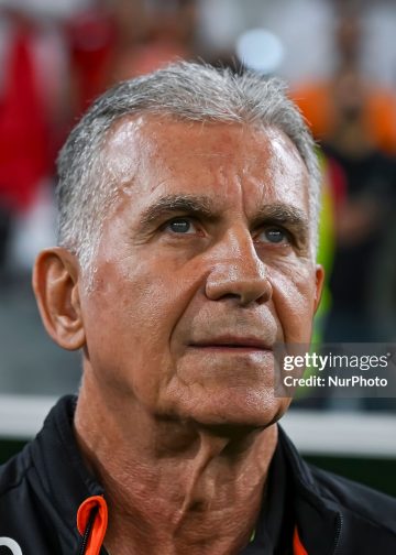 Carlos Queiroz, Head Coach of Oman, looks on before the Group B FIFA Arab Cup 2025 match between Oman and Morocco at Education City Stadium in Doha, Qatar, on December 5, 2025. (Photo by Noushad Thekkayil/NurPhoto via Getty Images)