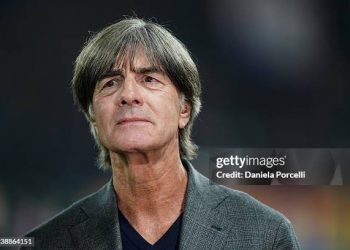 BASEL, SWITZERLAND - OCTOBER 02: Former head coach of Germany Joachim "Jogi" Löw during an interview prior to the UEFA Europa League 2025/26 League Phase MD2 match between FC Basel 1893 and VfB Stuttgart at St. Jakob-Park on October 02, 2025 in Basel, Switzerland. (Photo by Daniela Porcelli/Getty Images)
