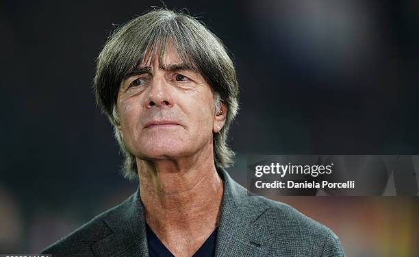 BASEL, SWITZERLAND - OCTOBER 02: Former head coach of Germany Joachim "Jogi" Löw during an interview prior to the UEFA Europa League 2025/26 League Phase MD2 match between FC Basel 1893 and VfB Stuttgart at St. Jakob-Park on October 02, 2025 in Basel, Switzerland. (Photo by Daniela Porcelli/Getty Images)