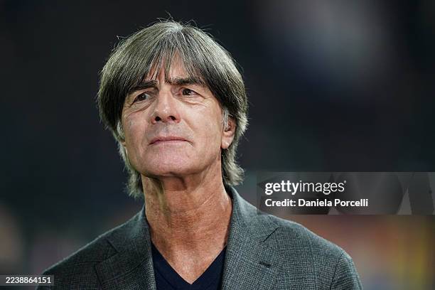 BASEL, SWITZERLAND - OCTOBER 02: Former head coach of Germany Joachim "Jogi" Löw during an interview prior to the UEFA Europa League 2025/26 League Phase MD2 match between FC Basel 1893 and VfB Stuttgart at St. Jakob-Park on October 02, 2025 in Basel, Switzerland. (Photo by Daniela Porcelli/Getty Images)