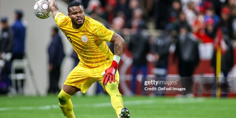 Rabat, Morocco - January 14: Nigeria's Stanley Nwabali throws out the ball during the Africa Cup Of Nations Semi-final match between Nigeria and Morocco at Prince Moulay Abdellah Stadium on January 14, 2026 in Rabat, Morocco. (Photo by Torbjorn Tande/DeFodi Images/DeFodi via Getty Images)