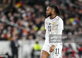 Antoine Semenyo of Ghana looks on during the International Friendly match between Germany and Ghana at MHP Arena on March 30, 2026 in Stuttgart, Germany. (Photo by GSI/Icon Sport via Getty Images)