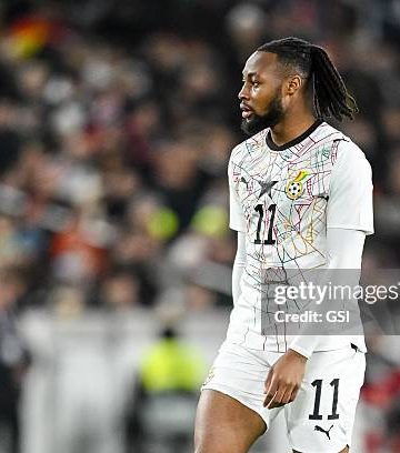 Antoine Semenyo of Ghana looks on during the International Friendly match between Germany and Ghana at MHP Arena on March 30, 2026 in Stuttgart, Germany. (Photo by GSI/Icon Sport via Getty Images)