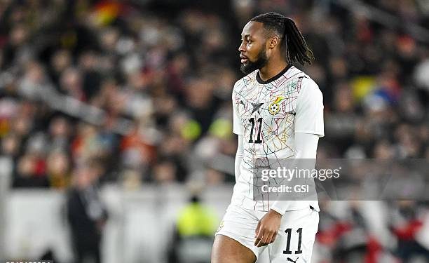 Antoine Semenyo of Ghana looks on during the International Friendly match between Germany and Ghana at MHP Arena on March 30, 2026 in Stuttgart, Germany. (Photo by GSI/Icon Sport via Getty Images)