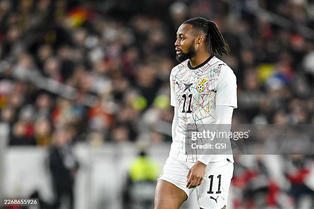 Antoine Semenyo of Ghana looks on during the International Friendly match between Germany and Ghana at MHP Arena on March 30, 2026 in Stuttgart, Germany. (Photo by GSI/Icon Sport via Getty Images)