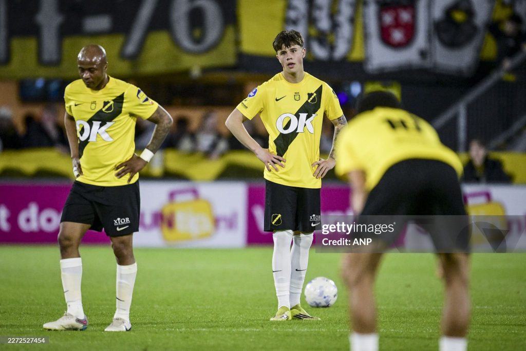 BREDA - Andre Ayew of NAC Breda reacts after the loss of the Dutch Eredivisie match between NAC Breda and AFC Ajax at the Rat Verlegh Stadium on April 25, 2026, in Breda, the Netherlands. OLAF KRAAK / ANP (Photo by ANP via Getty Images)