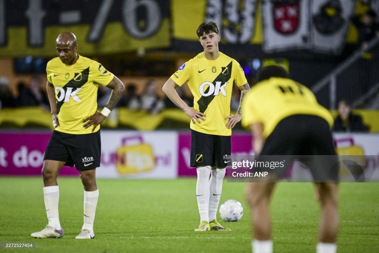 BREDA - Andre Ayew of NAC Breda reacts after the loss of the Dutch Eredivisie match between NAC Breda and AFC Ajax at the Rat Verlegh Stadium on April 25, 2026, in Breda, the Netherlands. OLAF KRAAK / ANP (Photo by ANP via Getty Images)