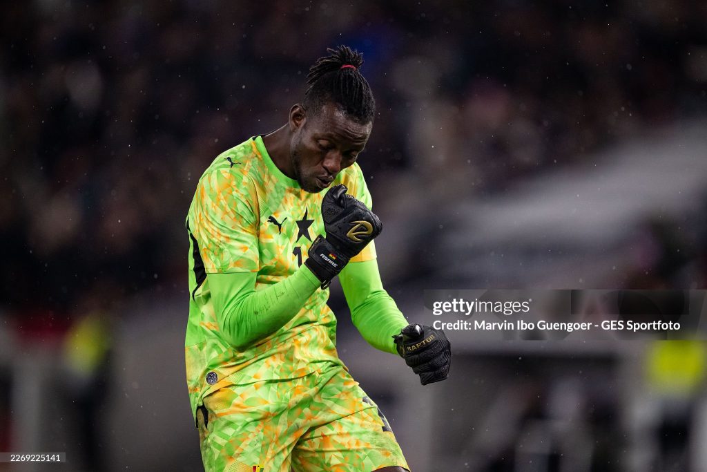 Benjamin Asare of GhSTUTTGART, GERMANY - MARCH 30: Benjamin Asare of Ghana celebrates the team's first goal during the international friendly match between Germany and Ghana at MHP Arena on March 30, 2026 in Stuttgart, Germany. (Photo by Marvin Ibo Guengoer - GES Sportfoto/Getty Images)