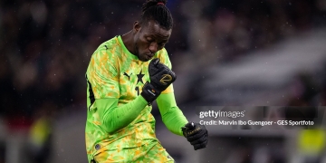 Benjamin Asare of GhSTUTTGART, GERMANY - MARCH 30: Benjamin Asare of Ghana celebrates the team's first goal during the international friendly match between Germany and Ghana at MHP Arena on March 30, 2026 in Stuttgart, Germany. (Photo by Marvin Ibo Guengoer - GES Sportfoto/Getty Images)