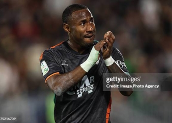 VENICE, ITALY - MAY 08: John Yeboah of Venezia celebrates during the Serie B match between Venezia FC and Palermo FC at Stadio Pier Luigi Penzo on May 08, 2026 in Venice, Italy. (Photo by Image Photo Agency/Getty Images)