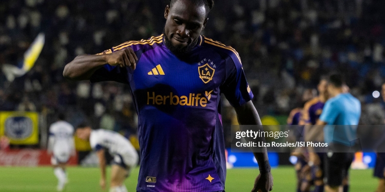 CARSON, CALIFORNIA - APRIL 26: Joseph Paintsil #28 of the LA Galaxy celebrates after scoring a goal during a match between Los Angeles Galaxy and Vancouver Whitecaps FC at Dignity Health Sports Park on May 2, 2026 in Carson, California. (Photo by Liza Rosales/ISI Photos/ISI Photos via Getty Images)