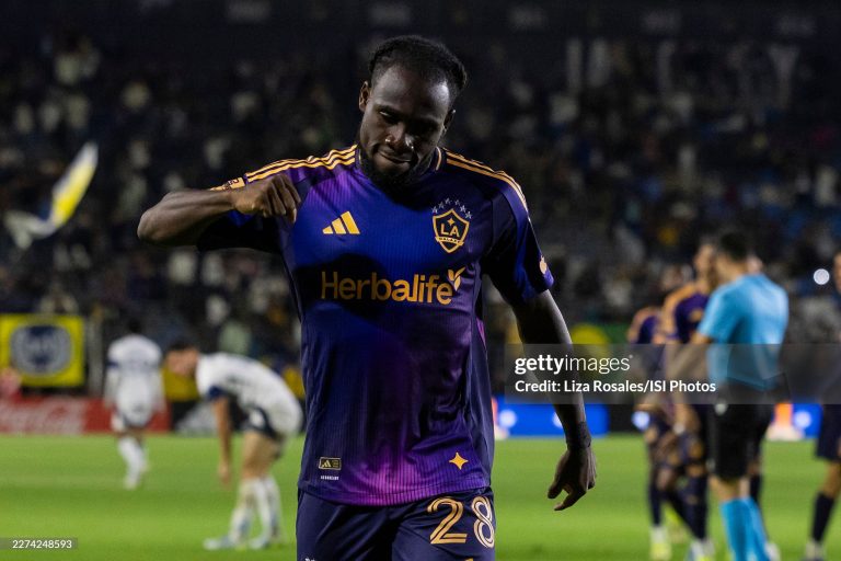 CARSON, CALIFORNIA - APRIL 26: Joseph Paintsil #28 of the LA Galaxy celebrates after scoring a goal during a match between Los Angeles Galaxy and Vancouver Whitecaps FC at Dignity Health Sports Park on May 2, 2026 in Carson, California. (Photo by Liza Rosales/ISI Photos/ISI Photos via Getty Images)