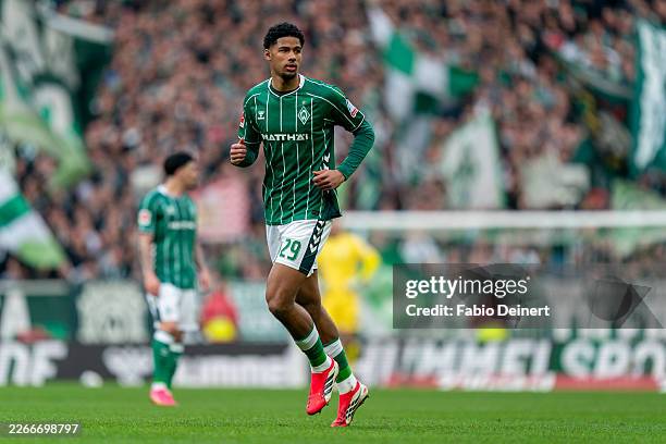 BREMEN, GERMANY - MARCH 15: Salim Musah of SV Werder Bremen is seen during the Bundesliga match between SV Werder Bremen and 1. FSV Mainz 05 at Weserstadion on March 15, 2026 in Bremen, Germany. (Photo by Fabio Deinert/Getty Images)