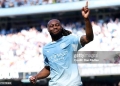 MANCHESTER, ENGLAND - MAY 24: Antoine Semenyo of Manchester City celebrates scoring his team's first goal during the Premier League match between Manchester City and Aston Villa at the Etihad Stadium on May 24, 2026 in Manchester, England. (Photo by Dan Mullan/Getty Images)