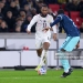 STUTTGART, GERMANY - MARCH 30: Antoine Semenyo of Ghana challenges Antonio Ruediger of Germany during the international friendly match between Germany and Ghana at MHP Arena on March 30, 2026 in Stuttgart, Germany. (Photo by Christian Kaspar-Bartke/Getty Images)