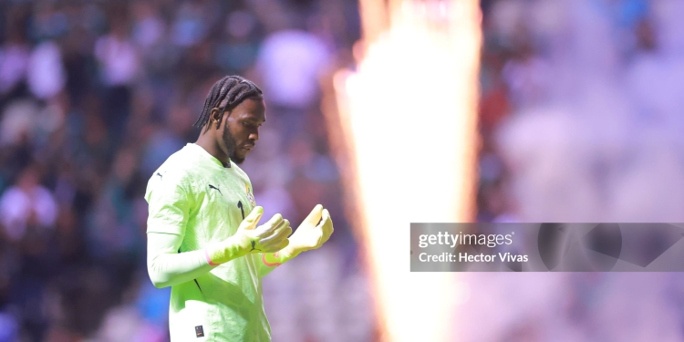 PUEBLA, MEXICO - MAY 22: Solomon Agbasi of Ghana gestures during the international friendly match between Mexico and Ghana at Estadio Cuauhtémoc on May 22, 2026 in Puebla, Mexico. (Photo by Hector Vivas/Getty Images)